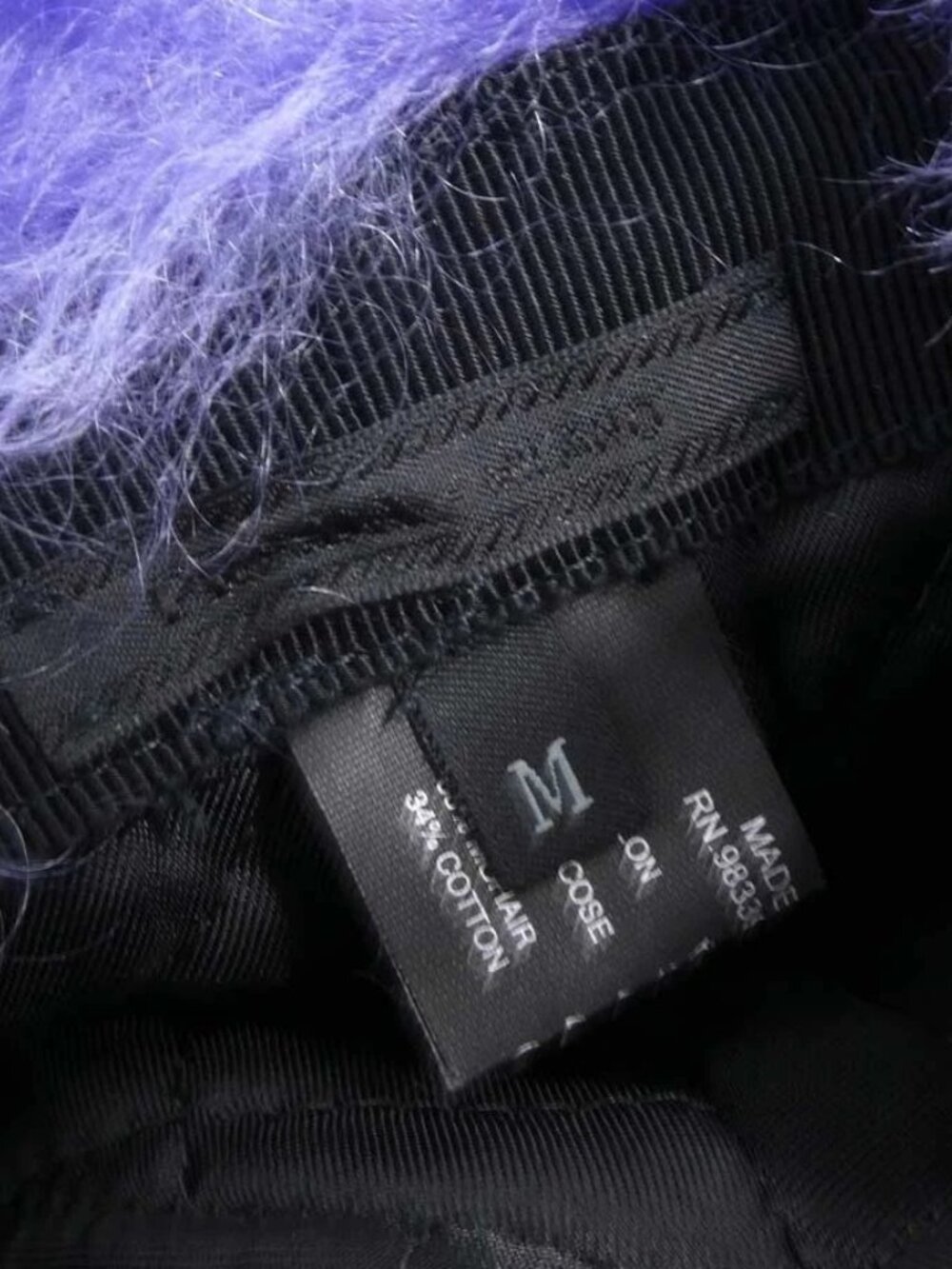 Auth PRADA Cap Black/Purple Nylon/Mohair/Silvertone - Picture 9 of 9
